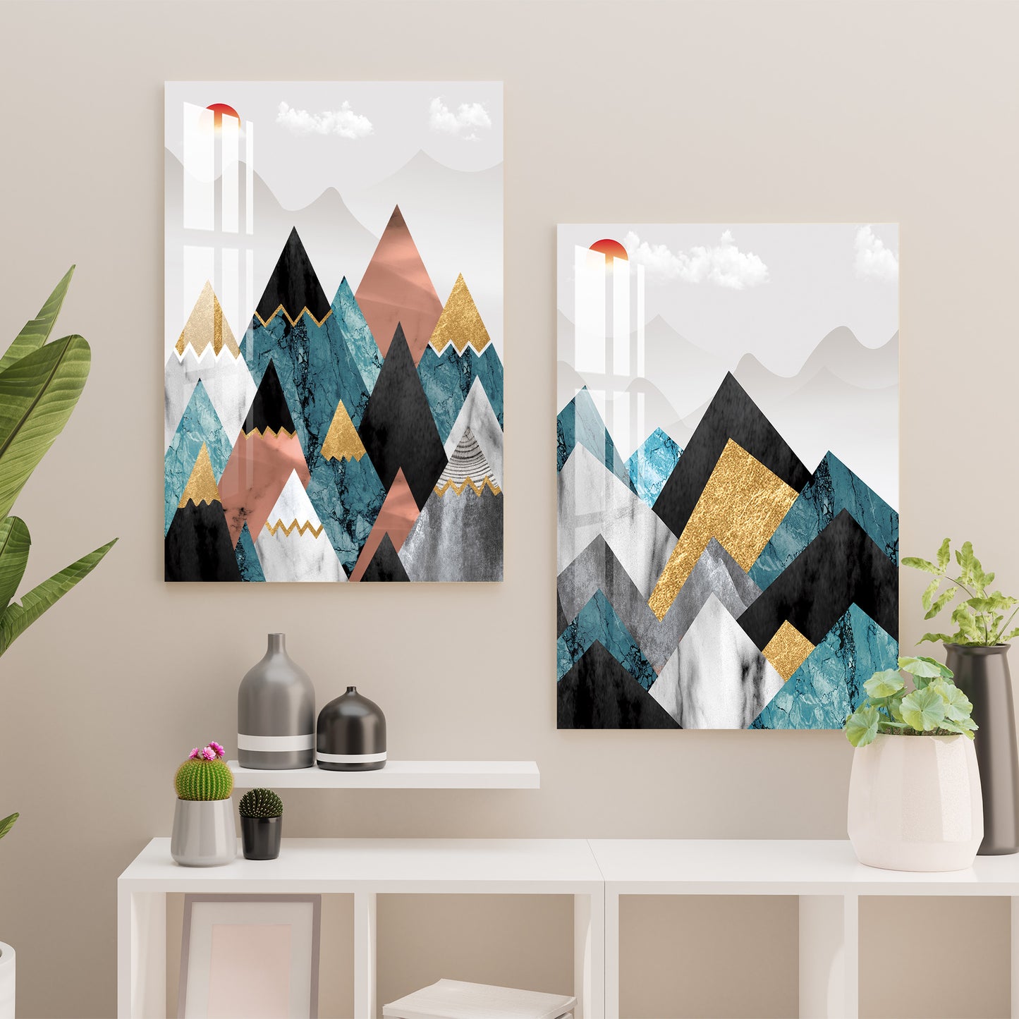 Sharp Peaks Acrylic Wall Art (Set Of 2)