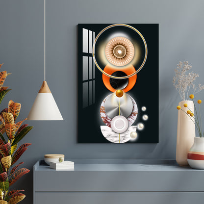 Abstract Geometric Orange Circle Acrylic Wall Art