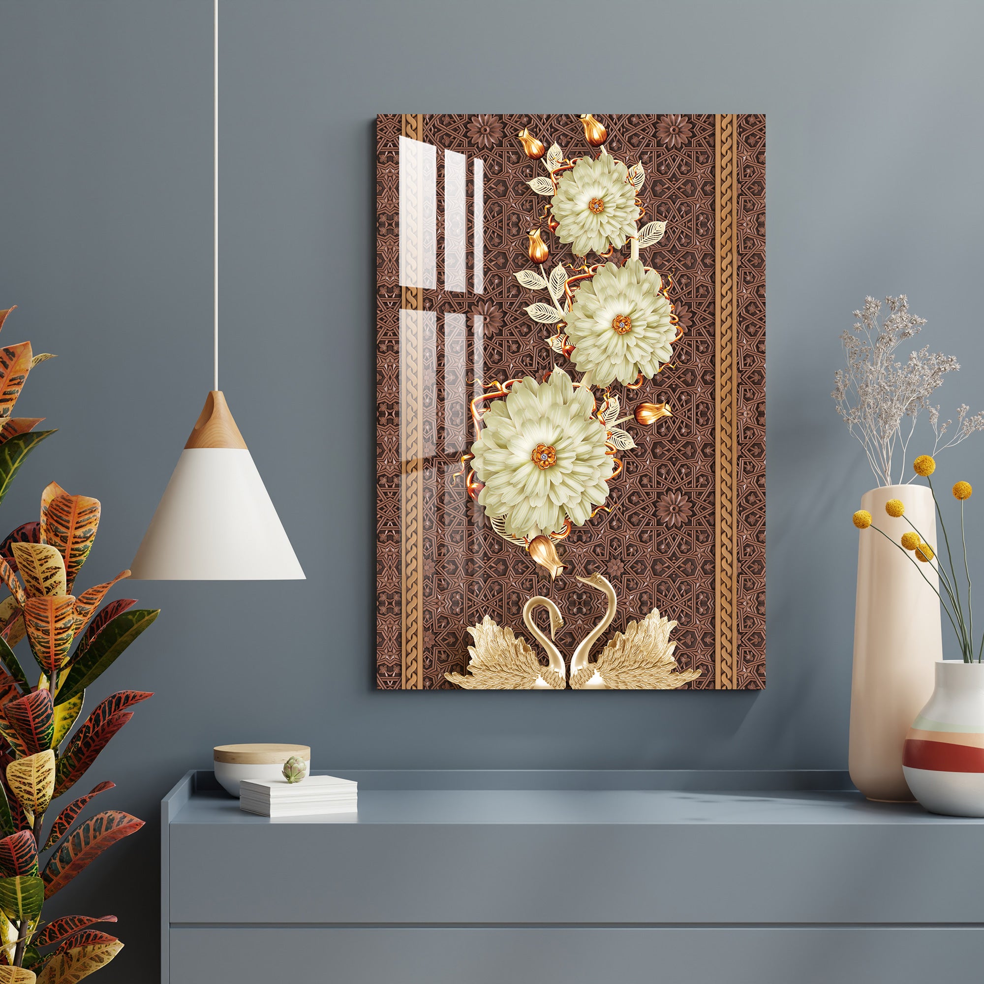 White Monarch Flower Acrylic Wall Art
