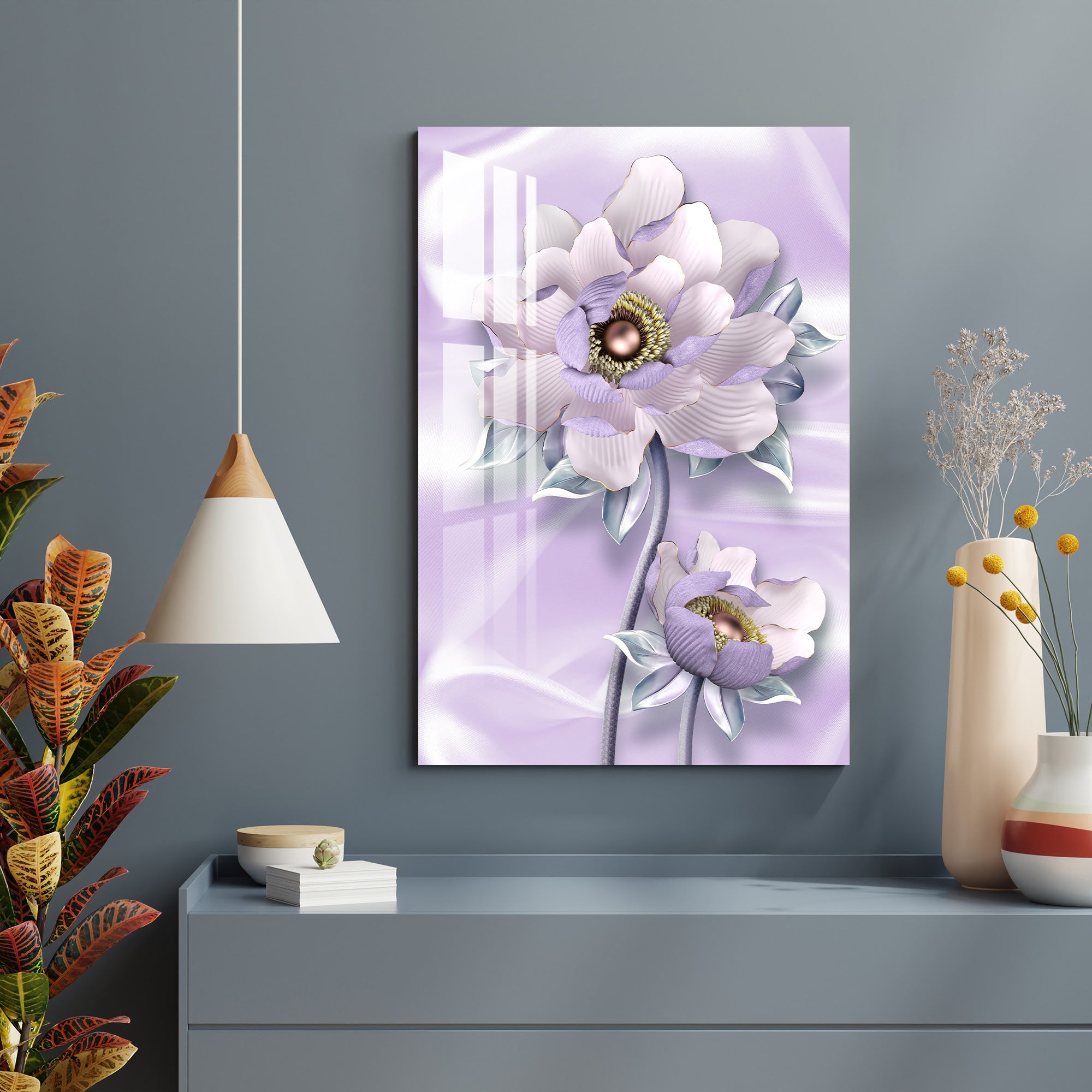Pearl Purple Flower Acrylic Wall Art