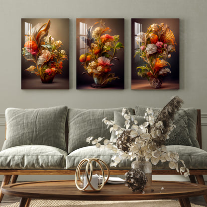 Vase of Flowers Acrylic Wall Art (Set of 3)