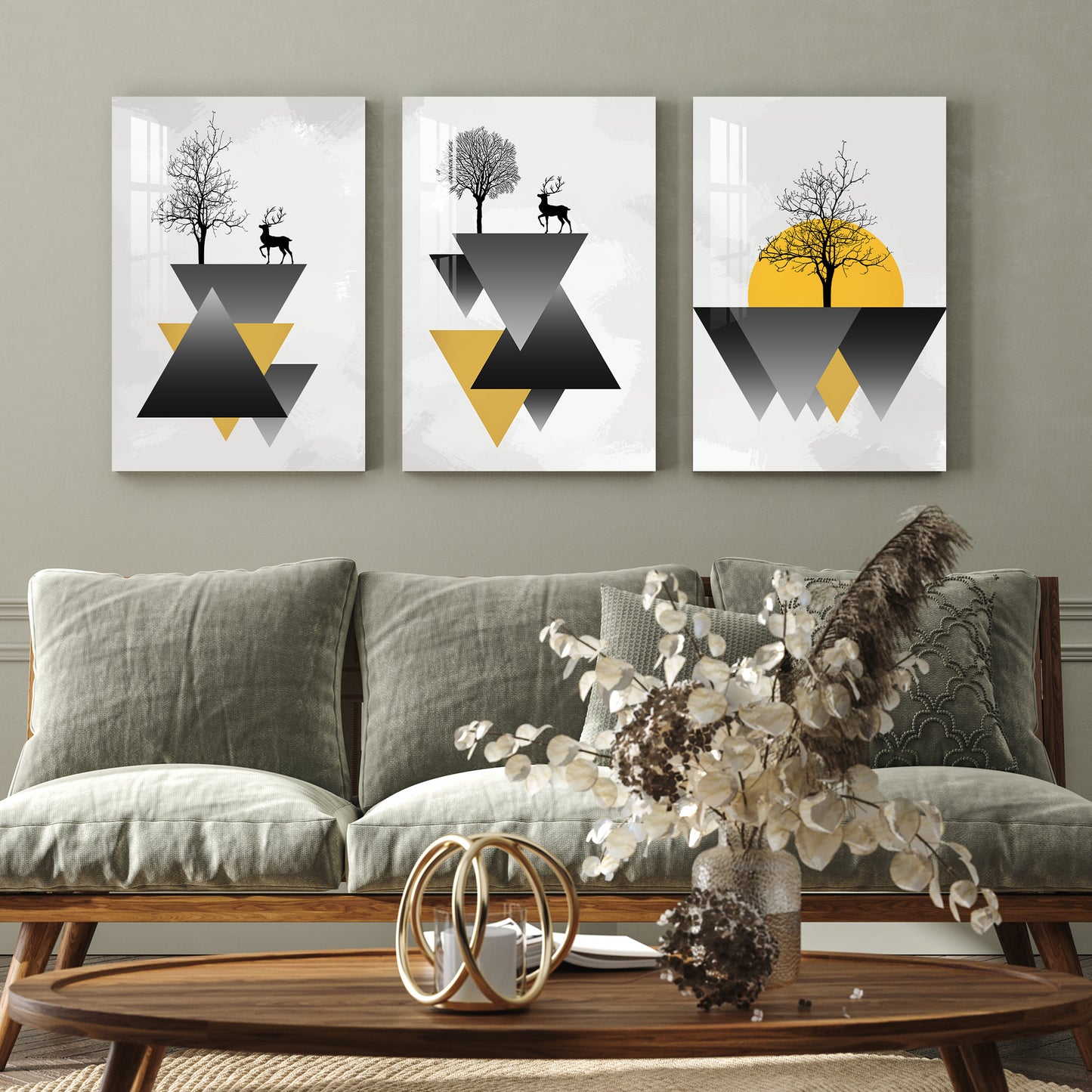 Modern Abstract Acrylic Wall Art (Set of 3)