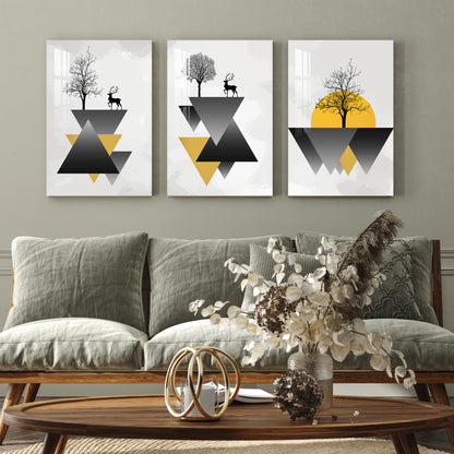 Modern Abstract Acrylic Wall Art (Set of 3)