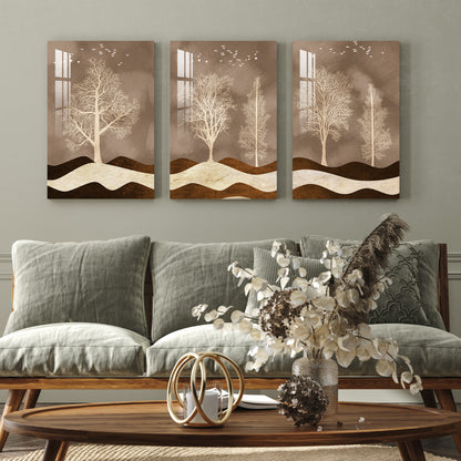 Decidious Trees Acrylic Wall Art (Set of 3)