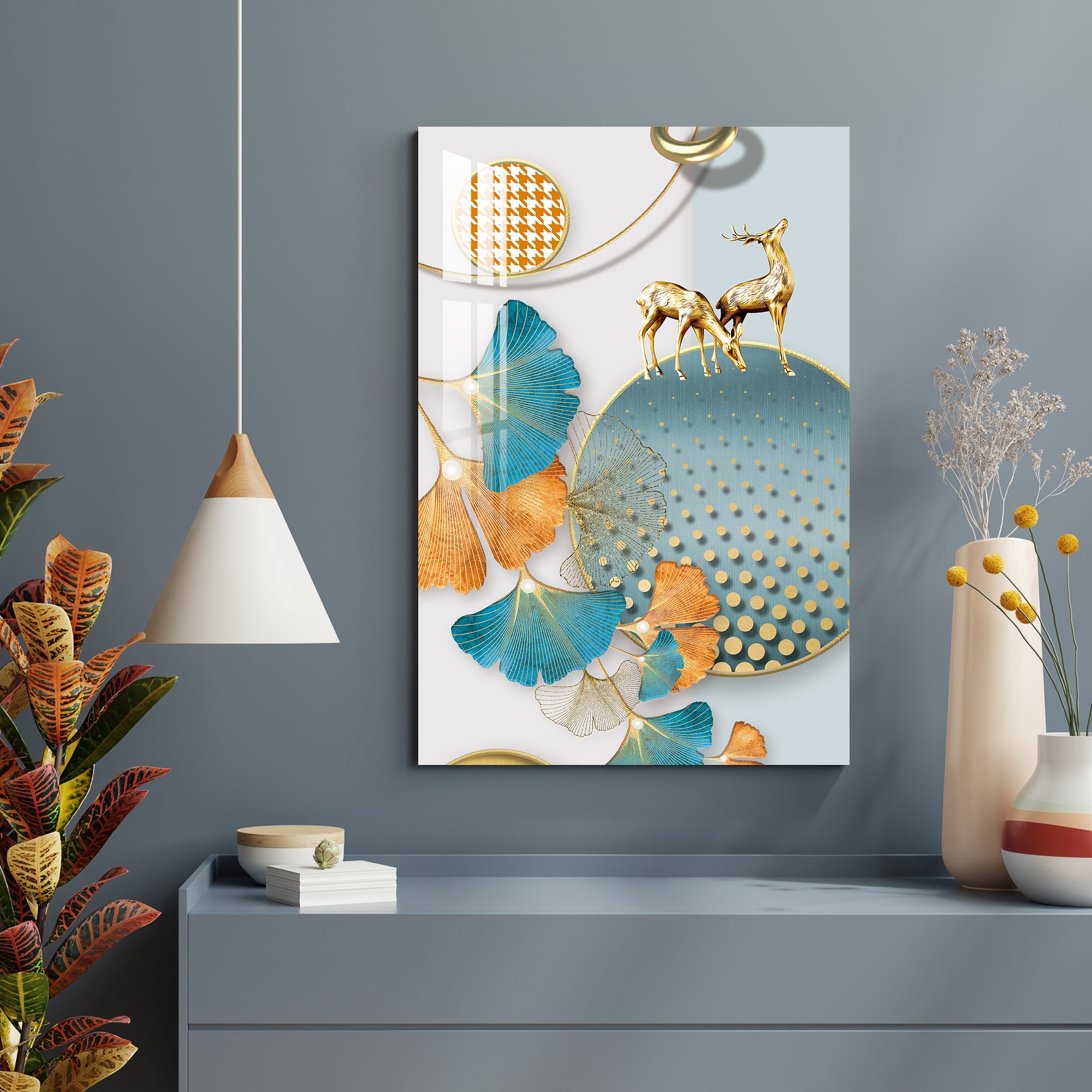 Dotted Circle with Deer Acrylic Wall Art