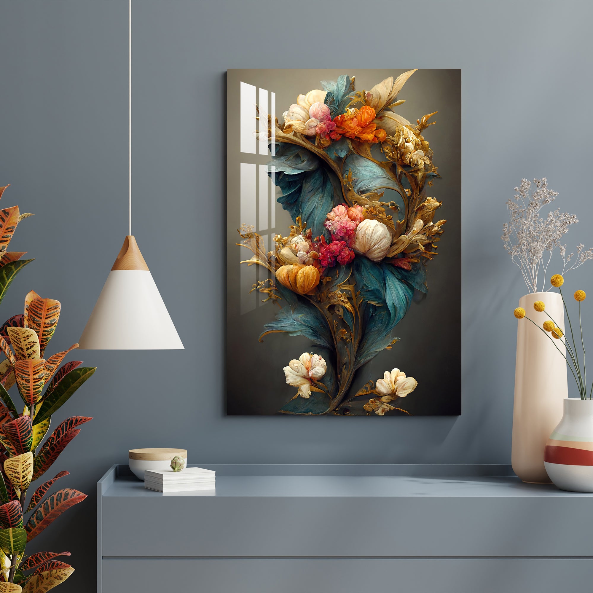 Vintage Vibe Flowers Acrylic Wall Art