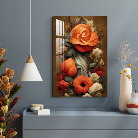 Candy Orange Flowers Acrylic Wall Art