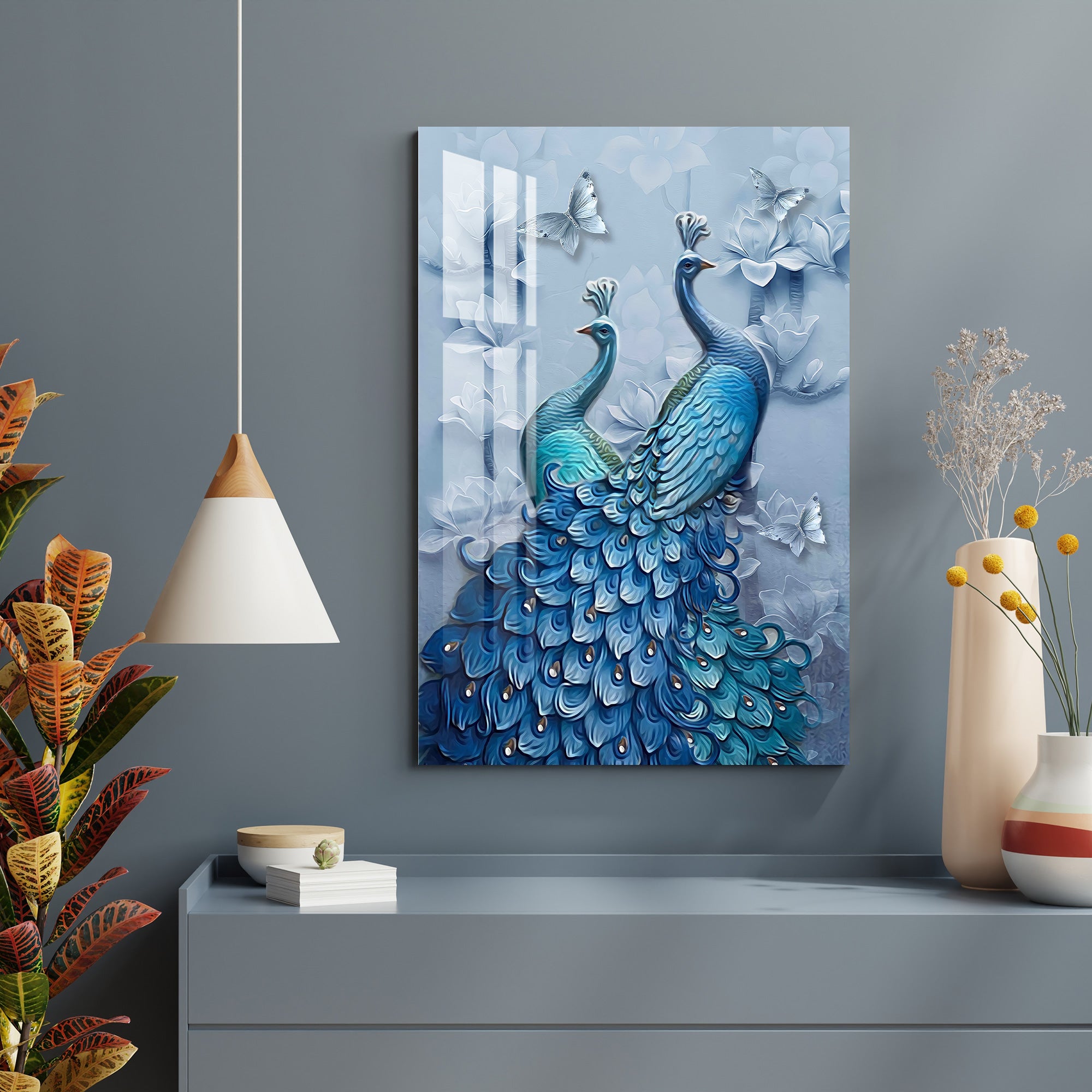 Loving Peacock Pair Acrylic Wall Art