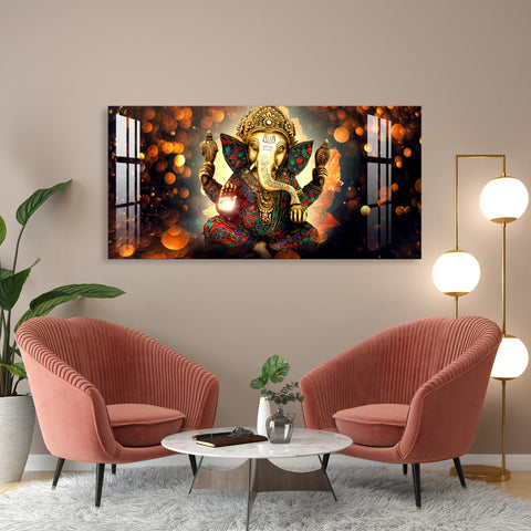 Alluring Ganesha Acrylic Wall Art - 23.5X11.5 Inch / 3MM