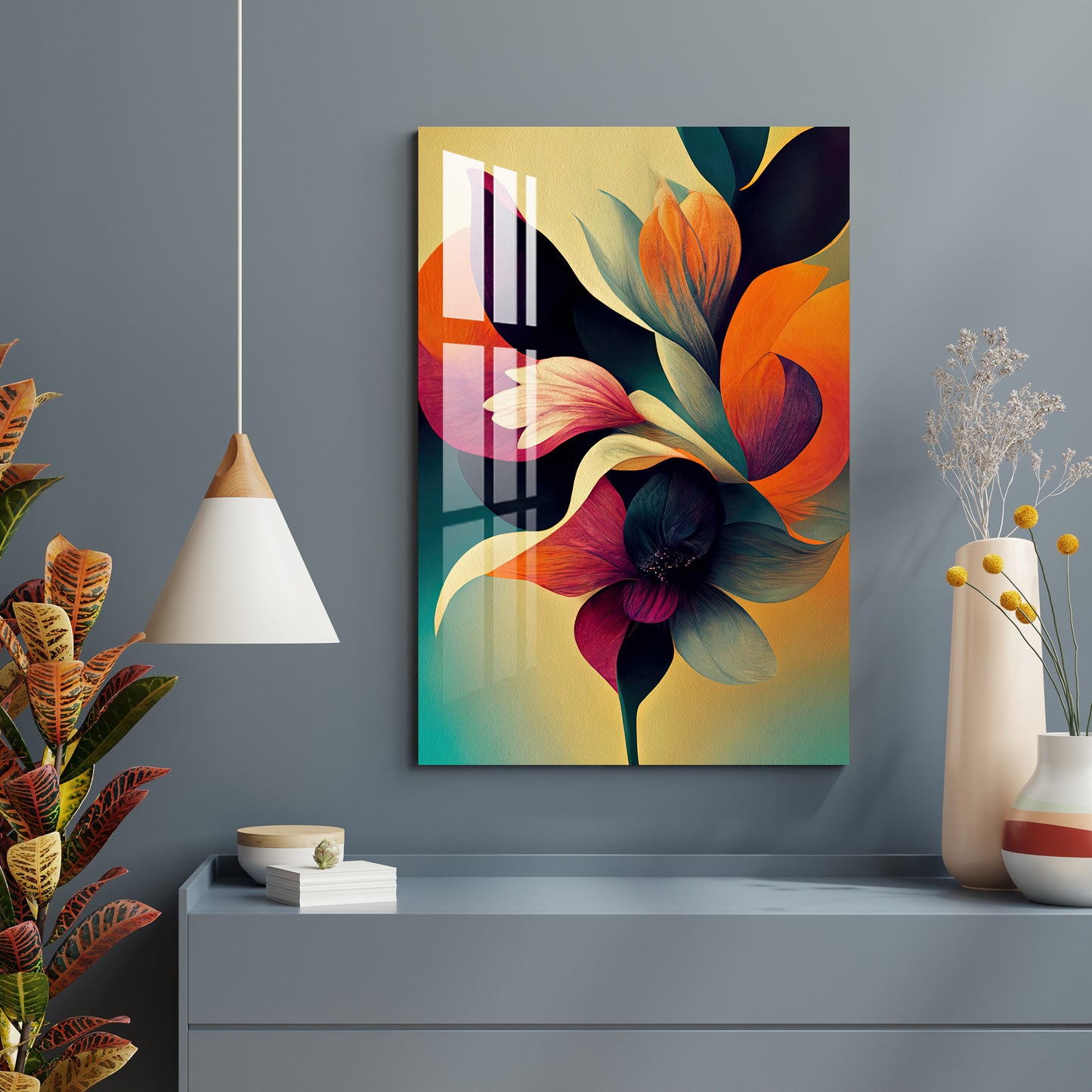 Colorful Glowing Flower Acrylic Wall Art