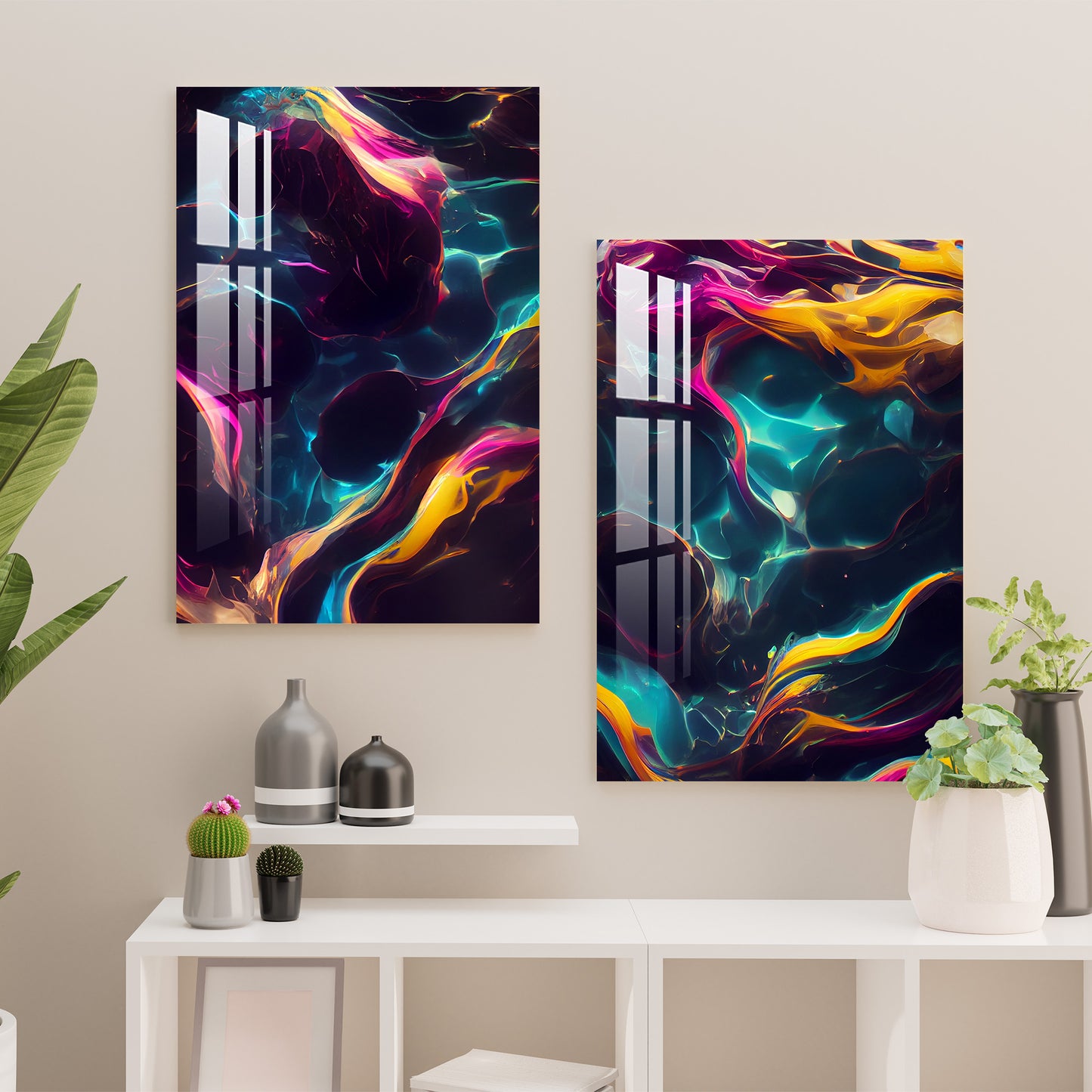 Waves of Wonder Acrylic Wall Art (Set Of 2)