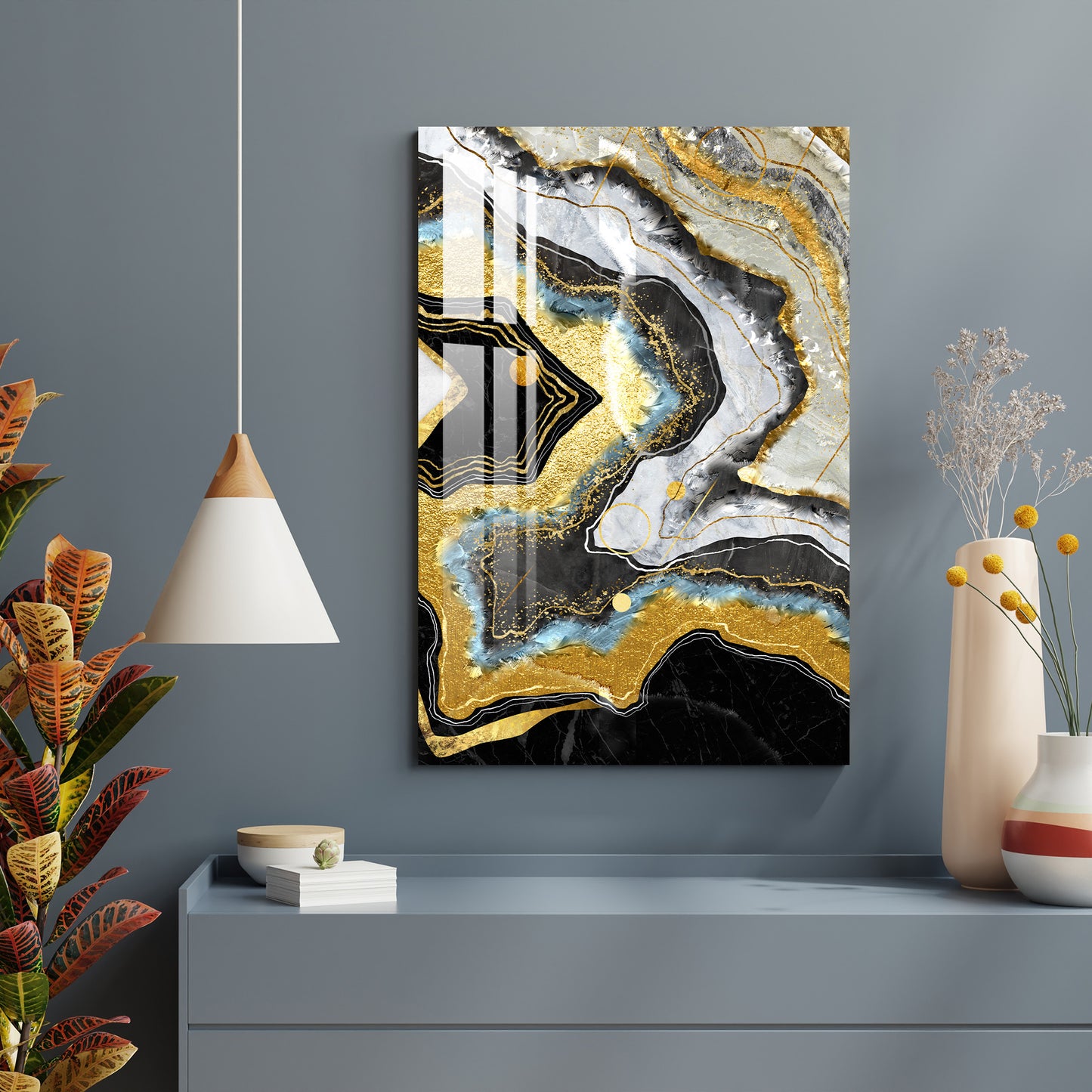 White & Golden Wave Acrylic Wall Art