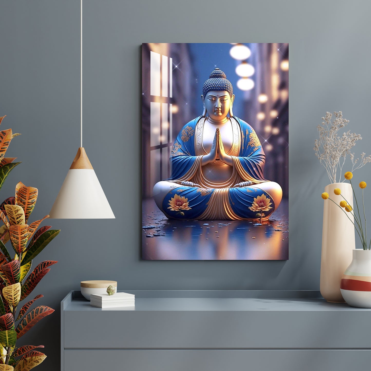 Worshiping Buddha Acrylic Wall Art