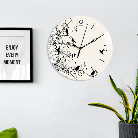 Birds Family Printed Acrylic Wall Clock