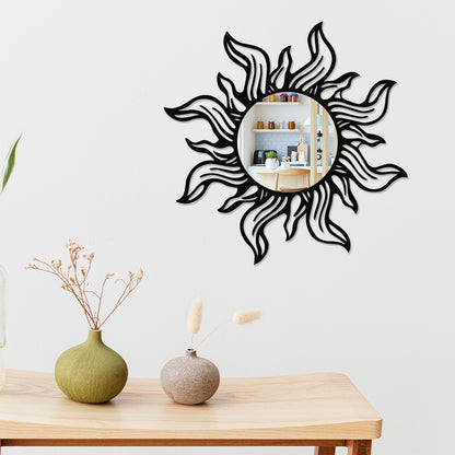 Sun Shaped Designer Metal Wall Mirror