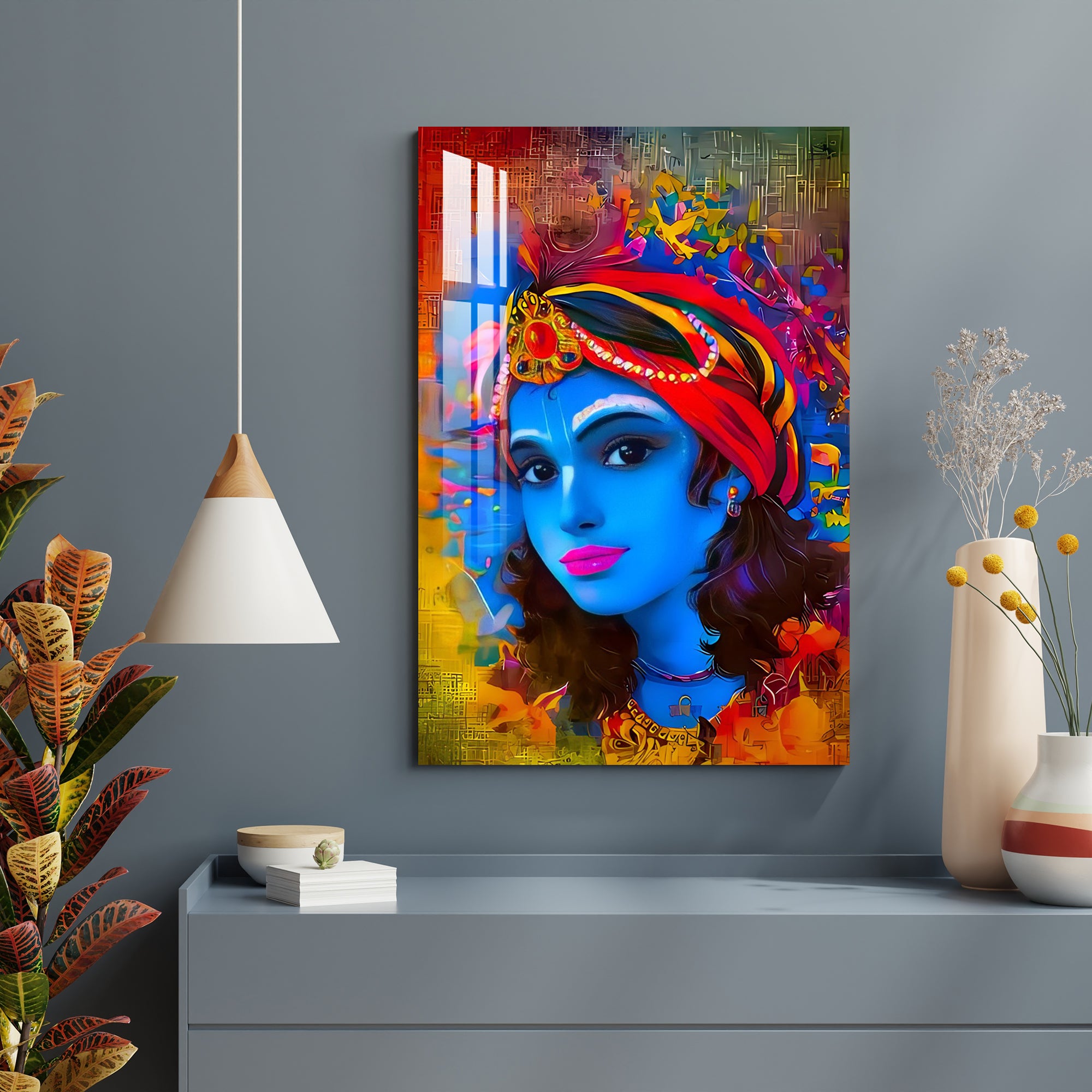 Colorful Krishna Acrylic Wall Art