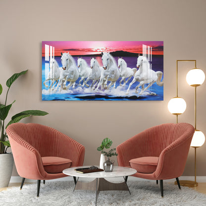 Seven White Horses Acrylic Wall Art