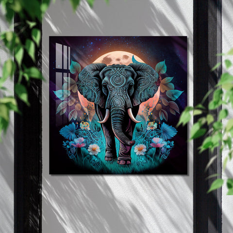 Decorated Elephant Acrylic Wall Art - 30X30 inches / 8MM (Premium)