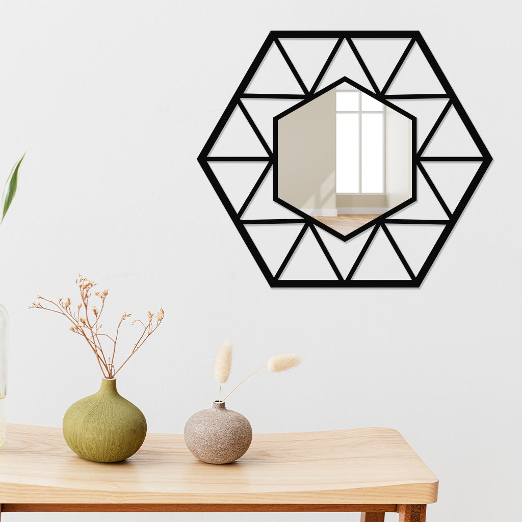 Hexagonal Shaped Metal Wall Mirror