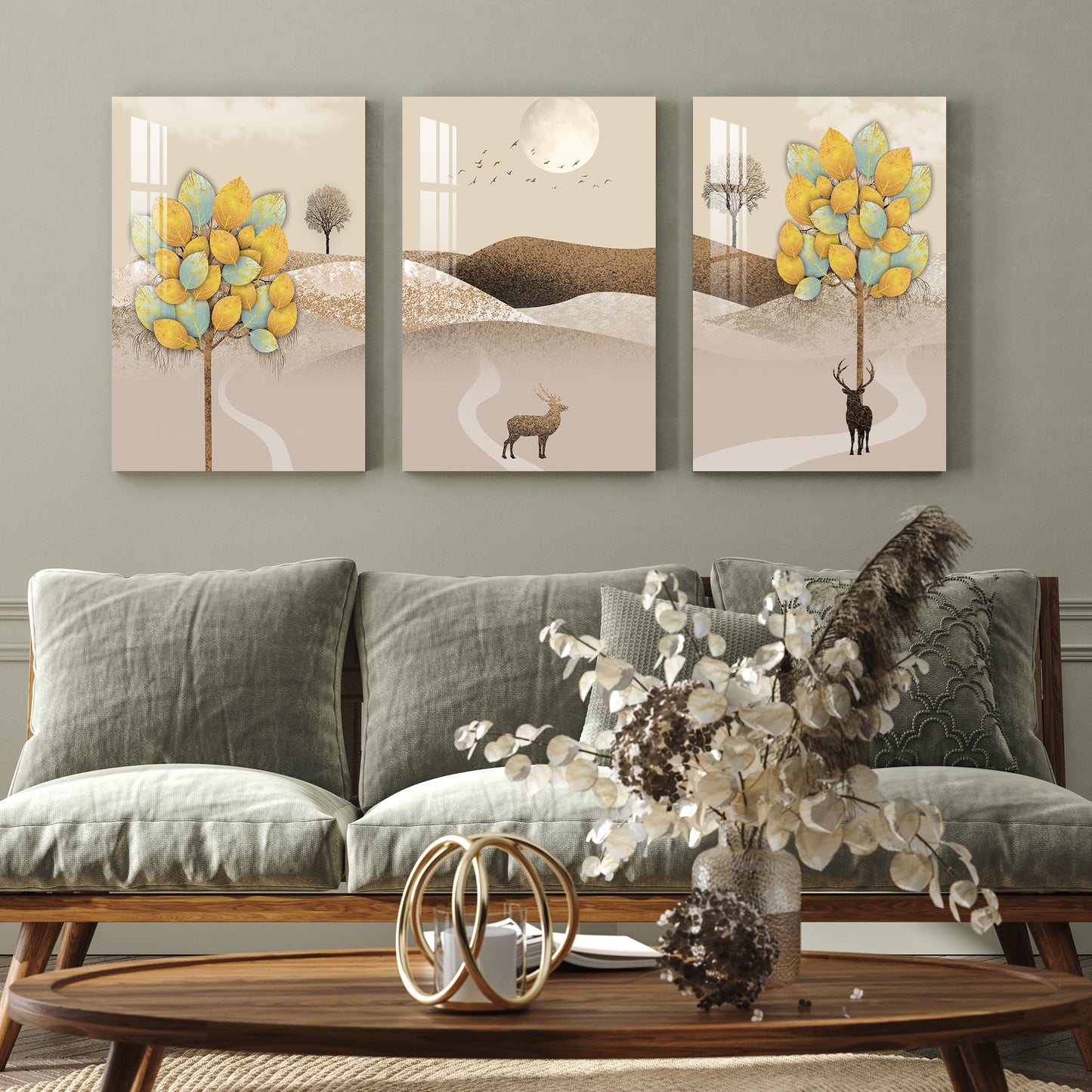 Boho Asthetic Acrylic Wall Art (Set of 3)