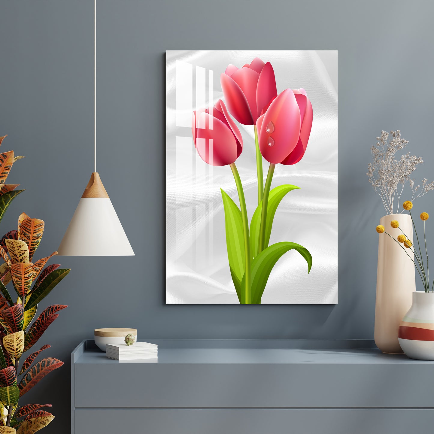 Red Tulips Acrylic Wall Art