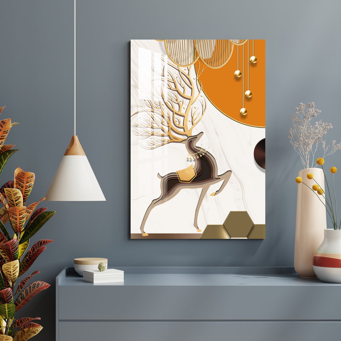 Ornated Deer Acrylic Wall Art