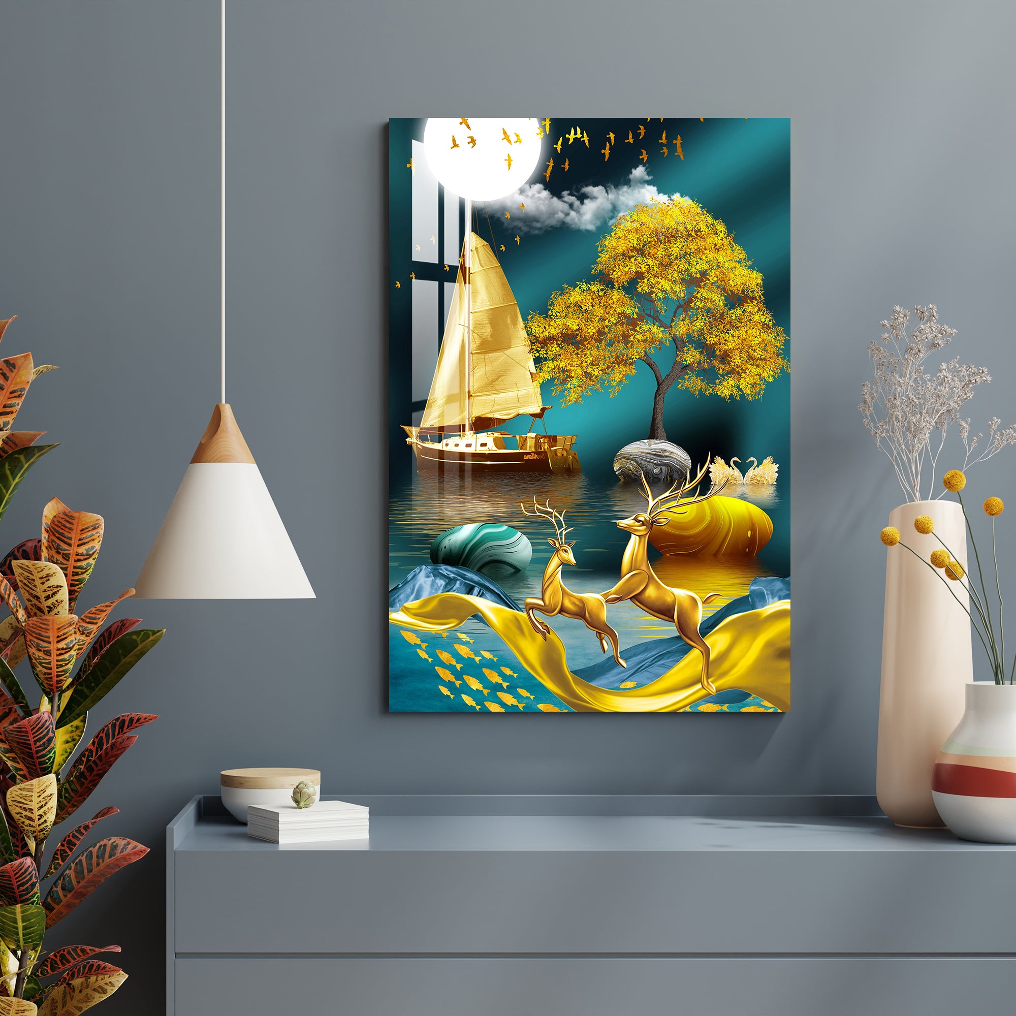 Golden Forest Acrylic Wall Art