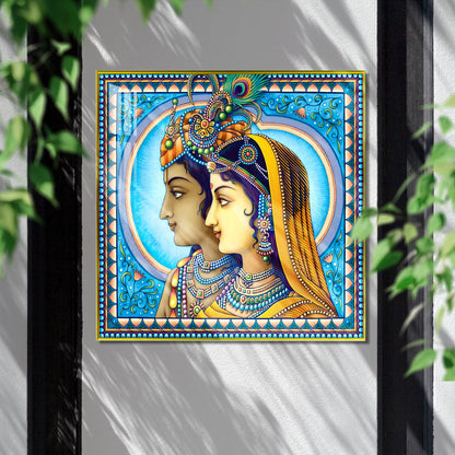 Lord Krishna and Radha Side Face Acrylic Wall Art