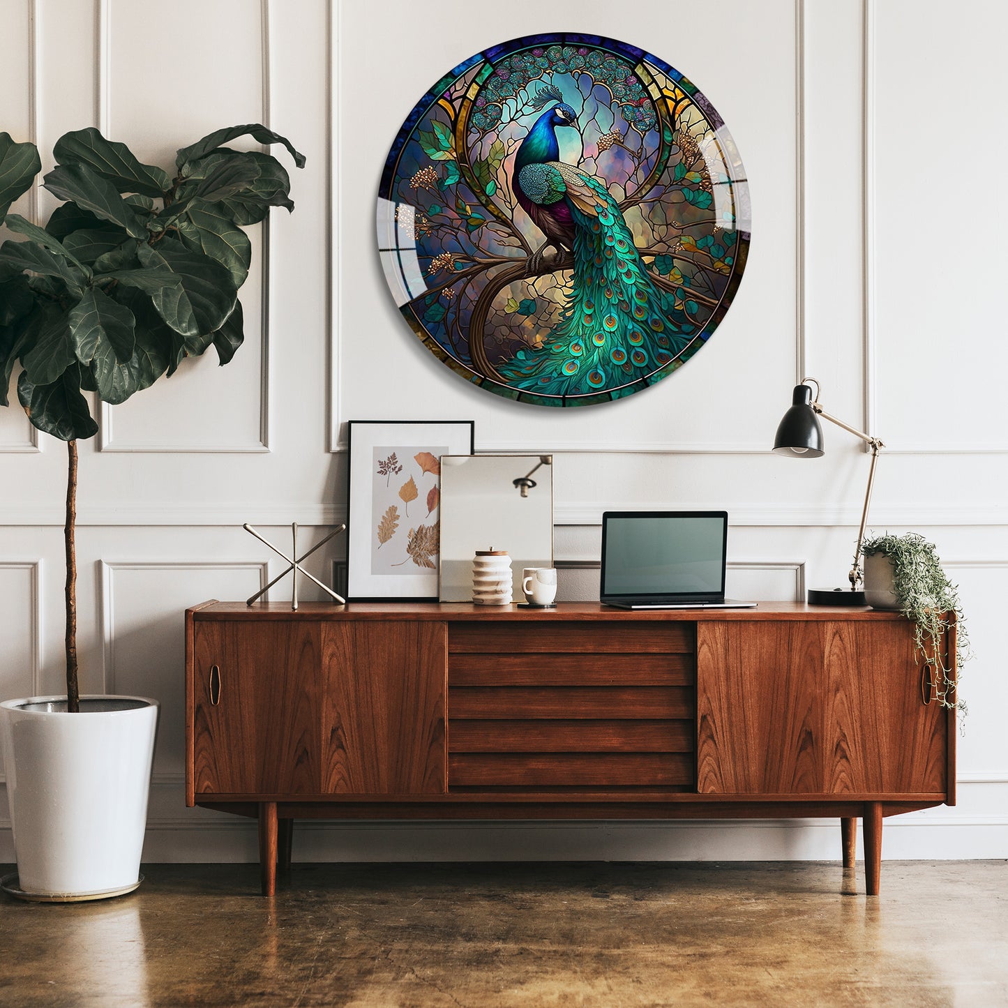 Peacock of Paradise Round Acrylic Wall Art