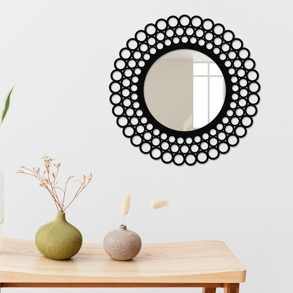 Pebble Style Round Metal Wall Mirror