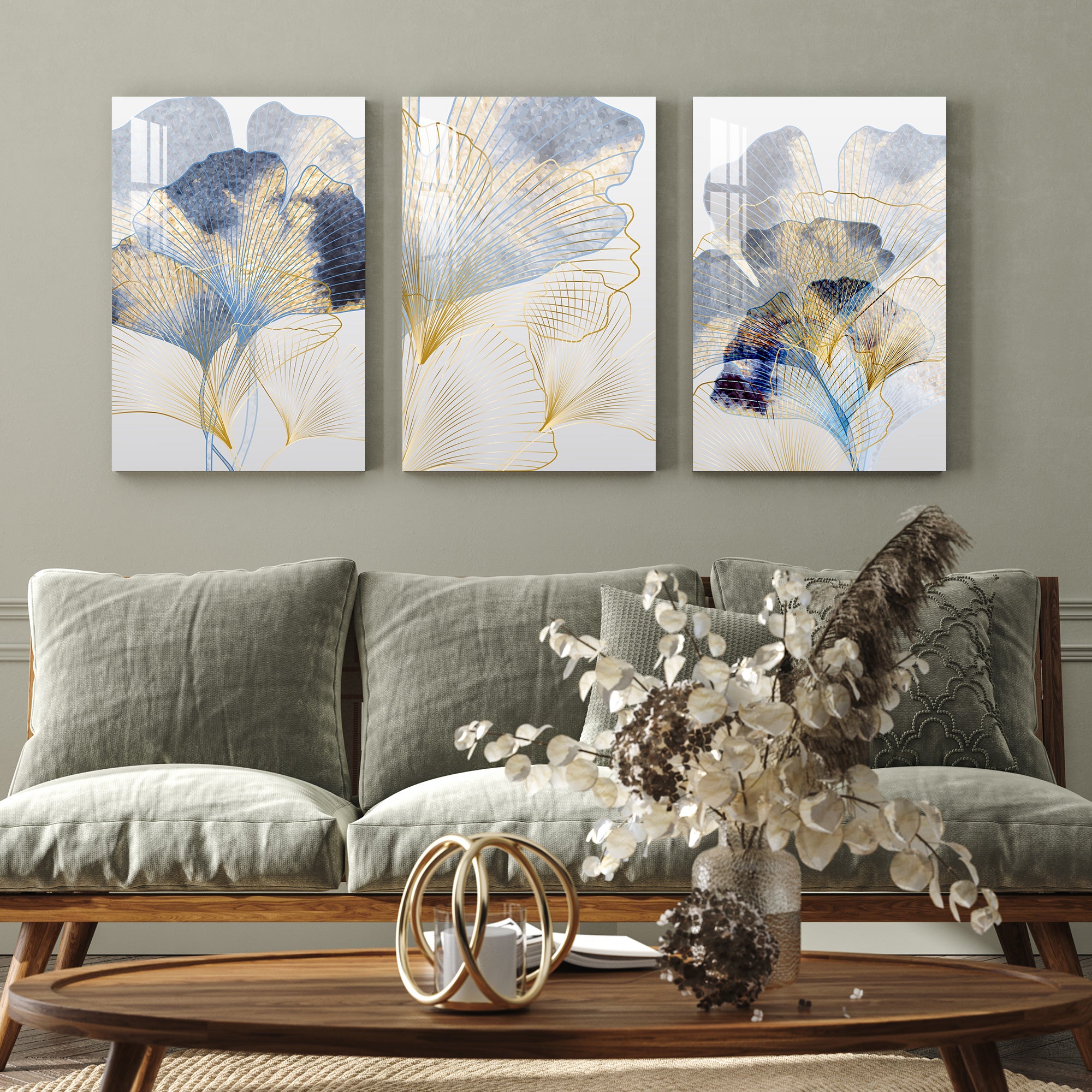 Gingko Floral Acrylic Wall Art (Set of 3)