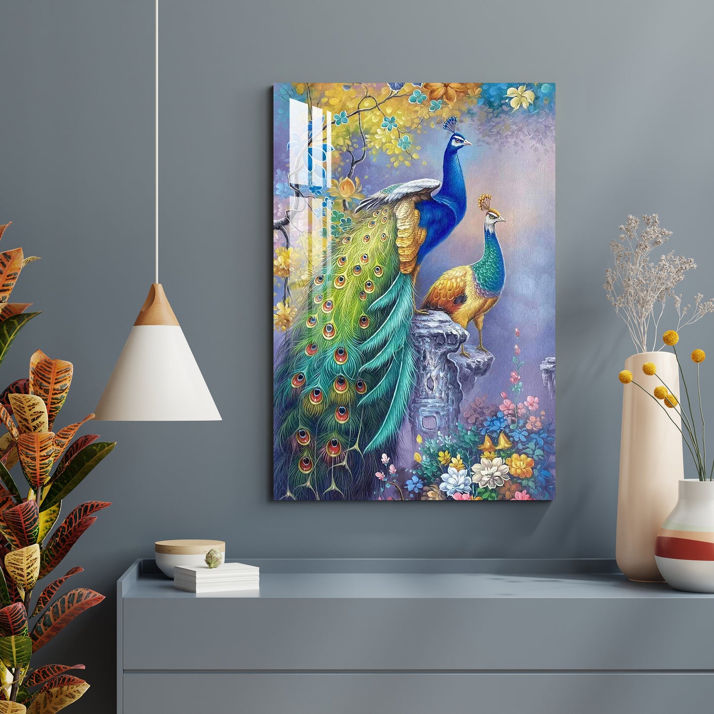 Ornamental Peacocks Acrylic Wall Art