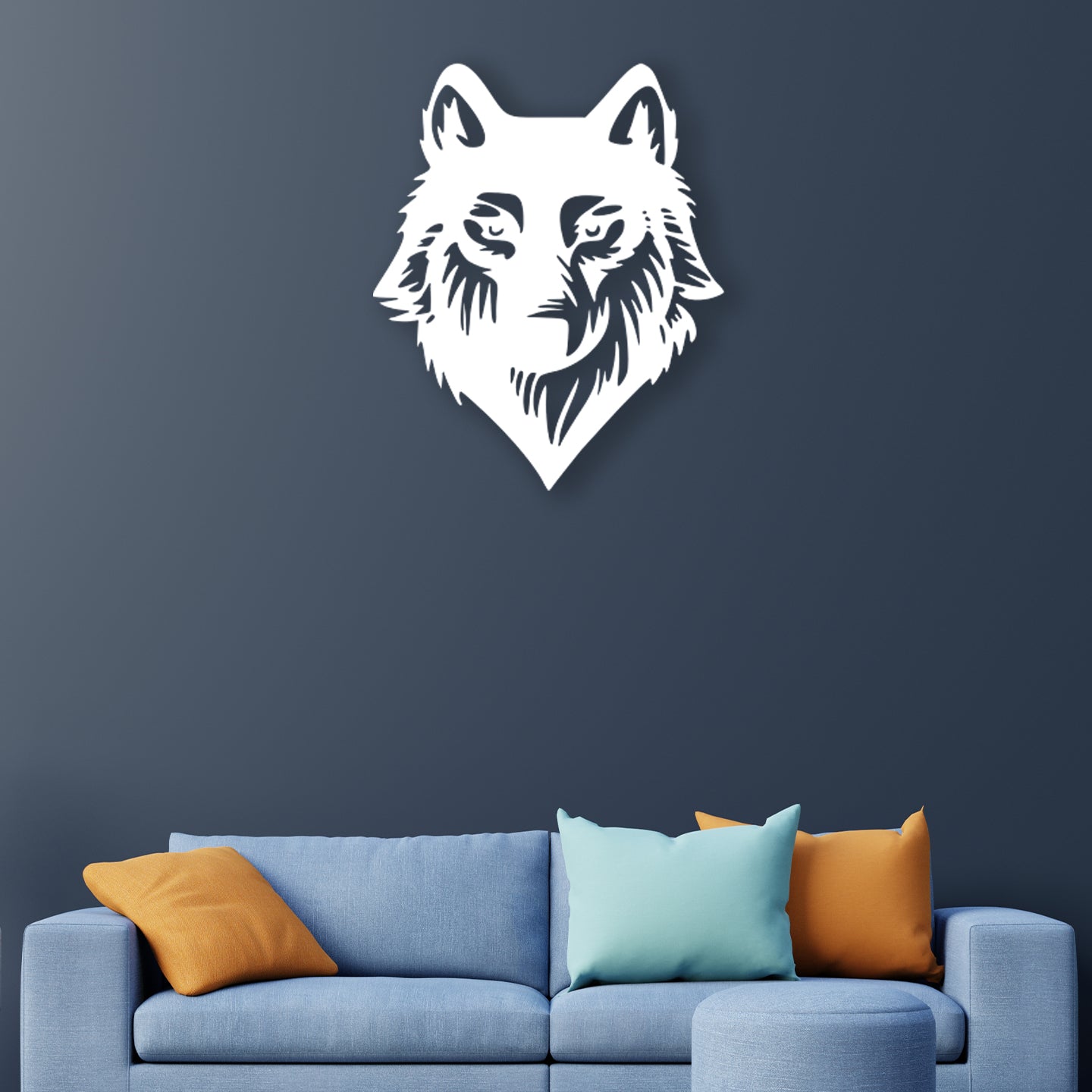 3D Wolves Face Metal Wall Art