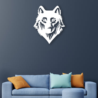 3D Wolves Face Metal Wall Art