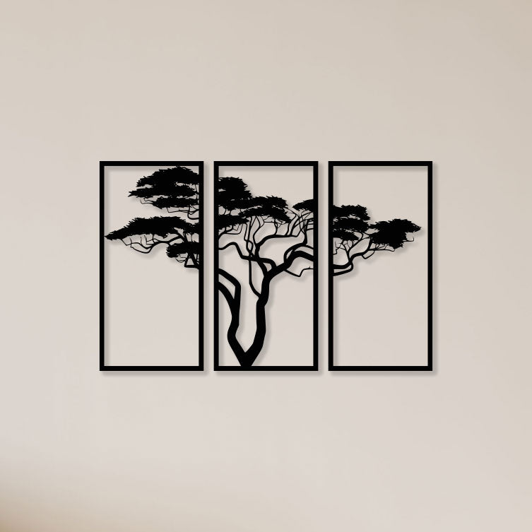 3 Piece Bonsai Tree Metal Wall Art