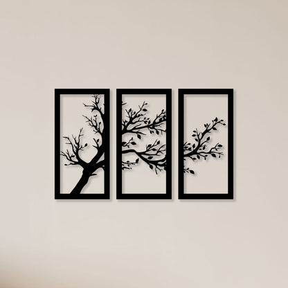 3 Piece Dried Tree Metal Wall Art