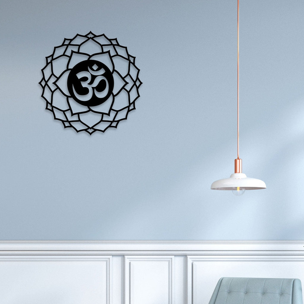 Om With Flower Metal Wall Art