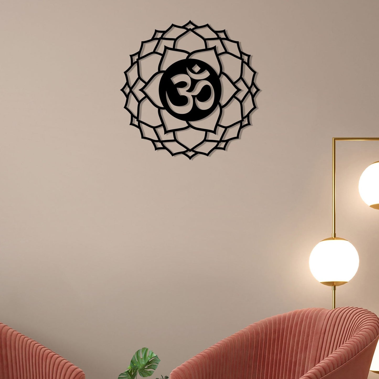 Om With Flower Metal Wall Art 3