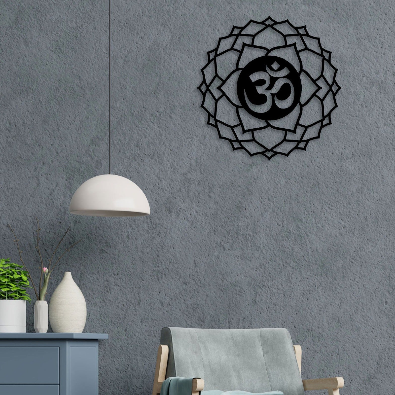 Om With Flower Metal Wall Art 5