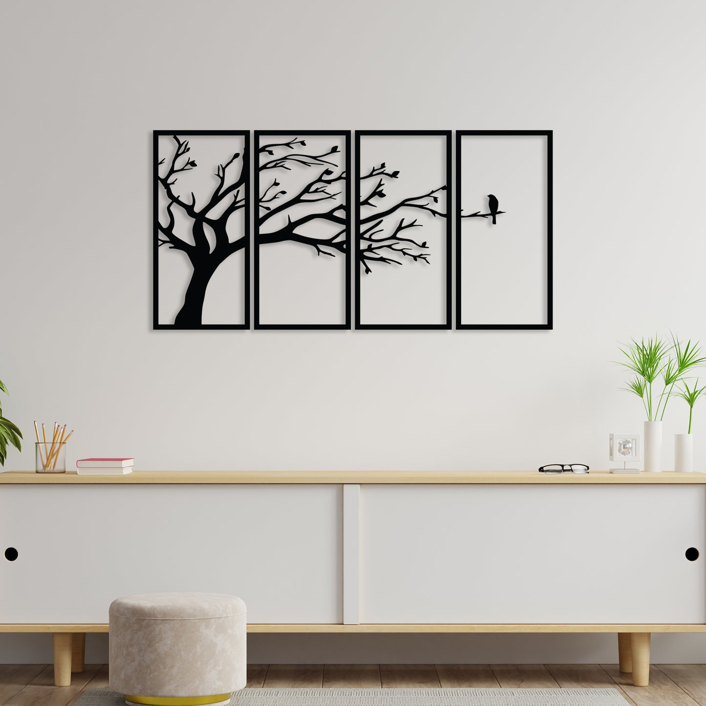 Alone Bird In Forest Metal Wall Art