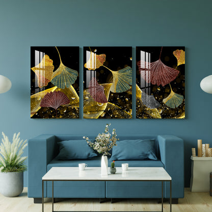 Ginkgo Biloba Acrylic Wall Art (Set of 3)