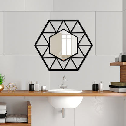 Hexagonal Shaped Metal Wall Mirror