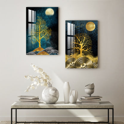 Beauty of Moon Acrylic wall Art (Set Of 2)