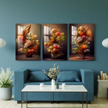 Vase of Flowers Acrylic Wall Art (Set of 3)