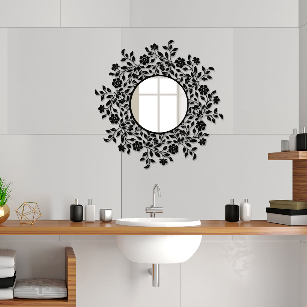 Floral Design Metal Wall Mirror