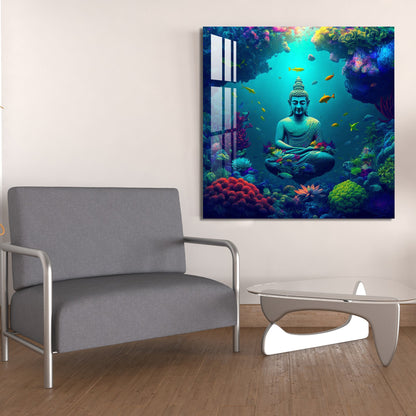 Buddha Meditating Under Water Acrylic Wall Art - 30X30 inches / 3MM