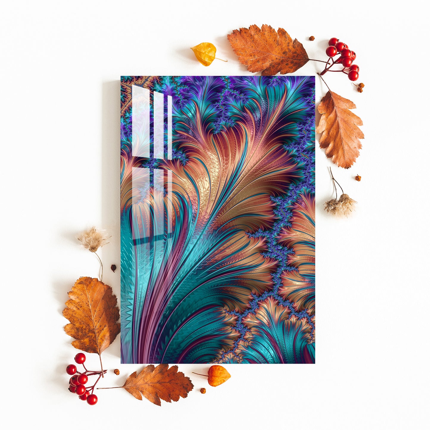 Multicolor Feather Acrylic Wall Art