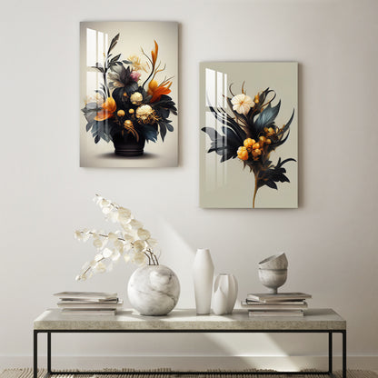 Floral Bloom Acrylic Wall Art (Set Of 2)