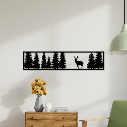 Deer in Forest Metal Wall Art