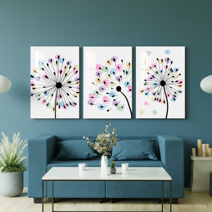 Dandelion Print Acrylic Wall Art (Set of 3)